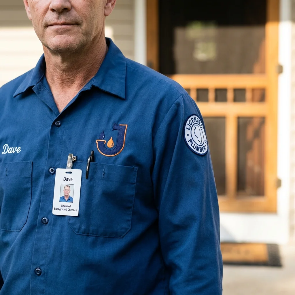 Licensed plumber showing ID badge in Hatboro, PA