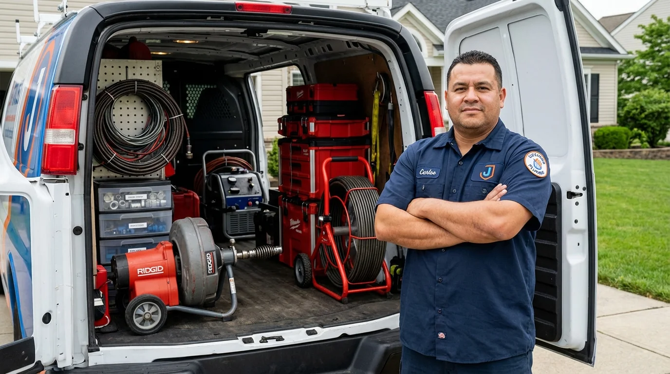 Professional drain cleaning equipment and Johns Plumbing LLC plumber in Hatboro
